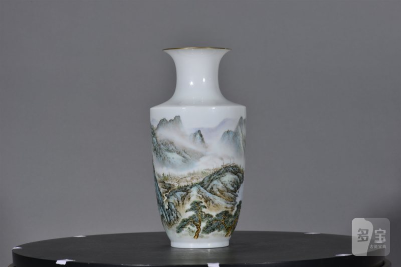 近现代 粉彩延安山水薄胎瓶 - 图10
